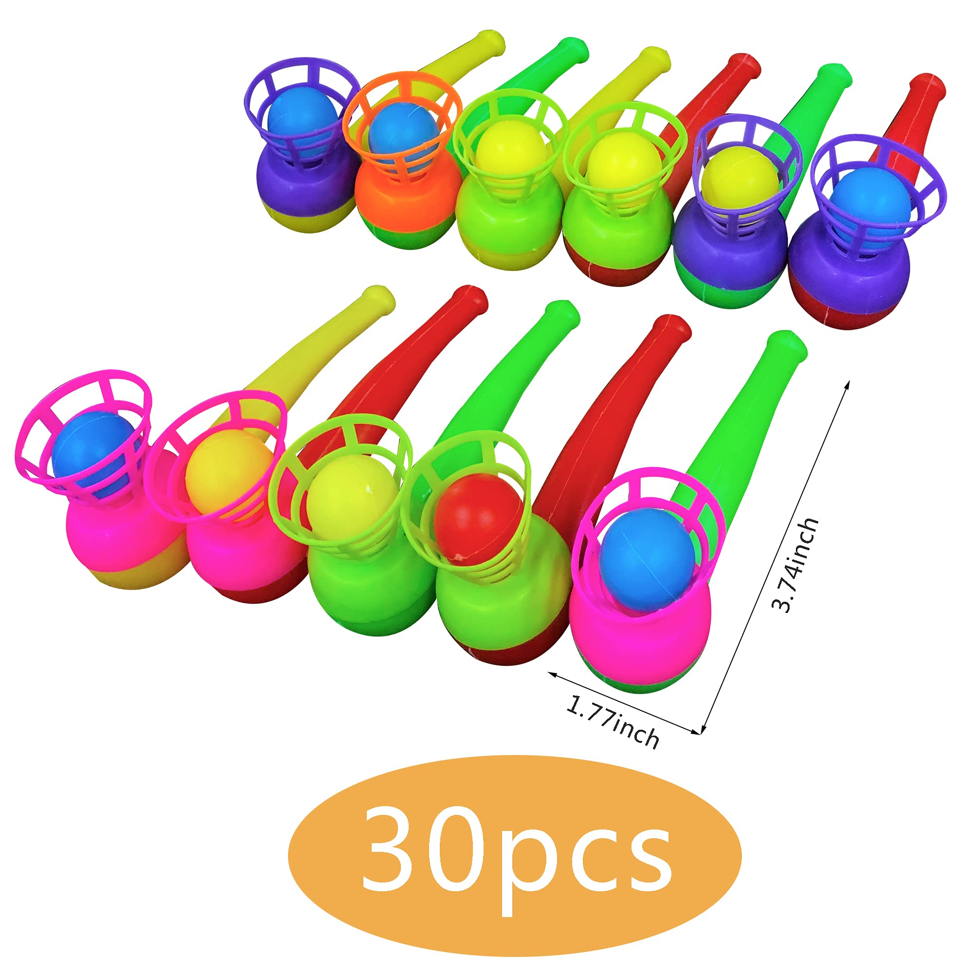 PPXMEEUDC 30PCS Ball Blowing Toy Floating Blow Pipe Balls for Kids Boys Girls Toys Blowing Ball Party (Random Color)