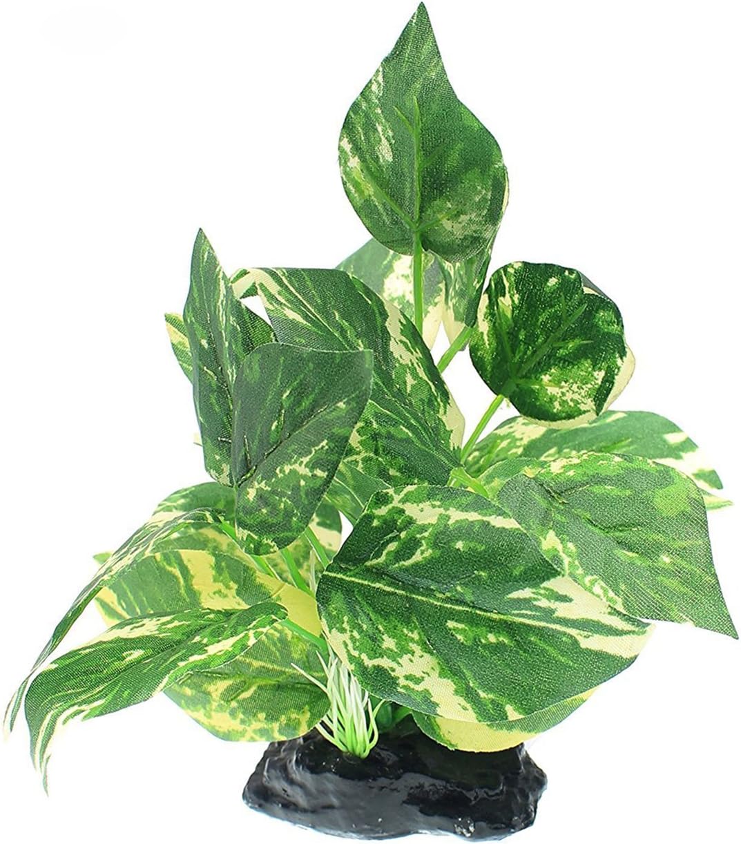ZAZALUM Artificial Aquarium Plastic Plants, Fish Tank Decoration Aquatic Water Green Grass Ornament with Ceramic Base