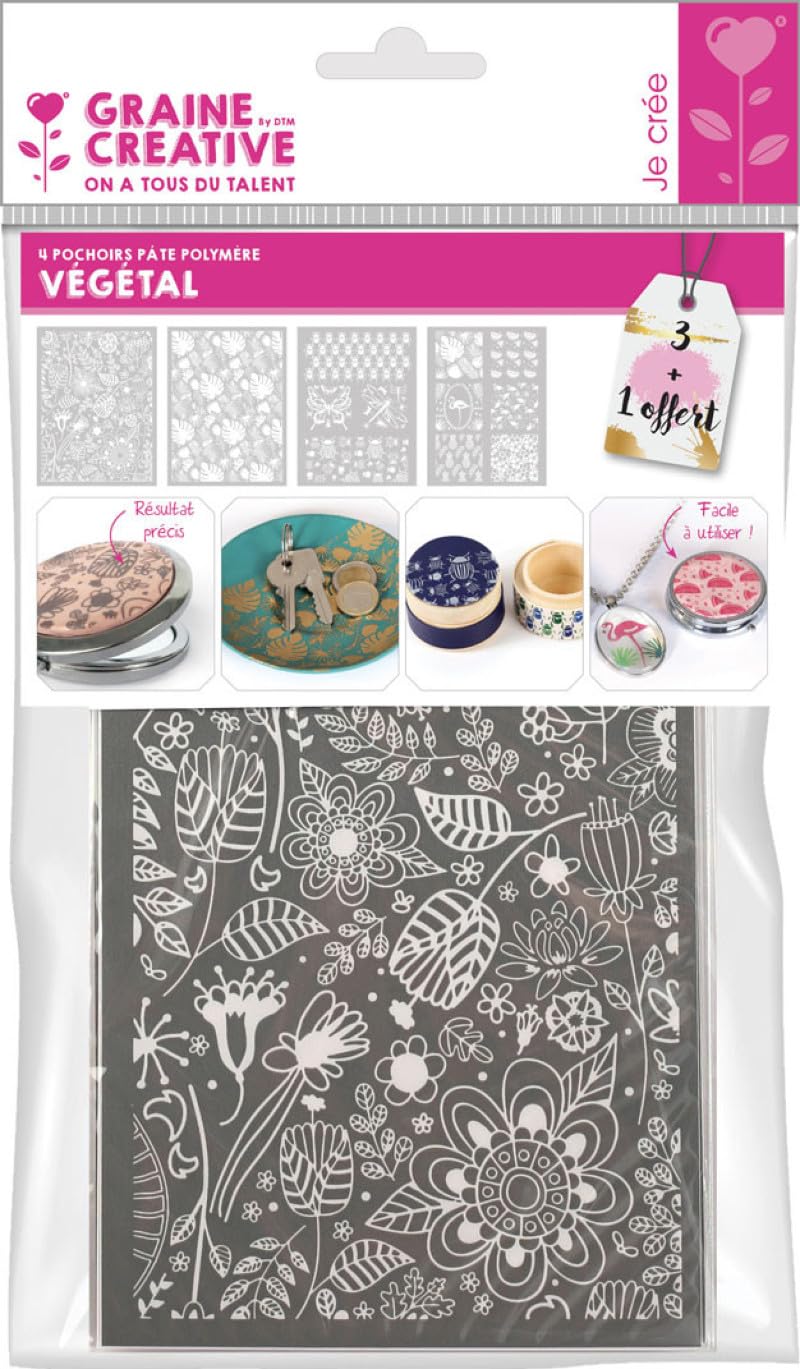 Graine Créative Vegetal Stencils, 15.3 x 11.4 cm, Plastic