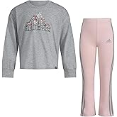 adidas girls 2-piece Long Sleeve Graphic Tee & Flare Pant Set