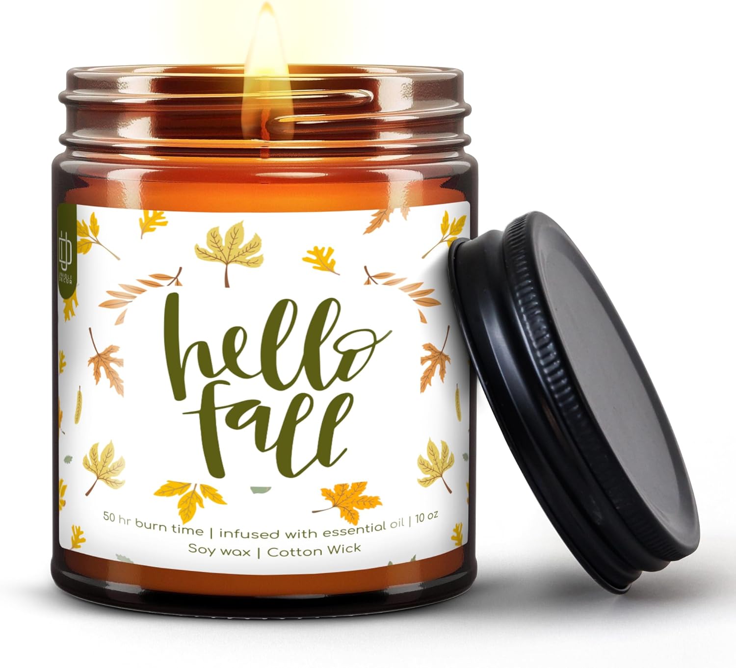 Candles & Holders - Fall Candles for Fall Decor Indoor - Hello Fall Pumpkin Scent Candle, Autumn Candles - Fall Scented Candles for Fall Autumn Halloween Thanksgiving Decor - Home Spice Candle Pumpkin Fall Soy Candles