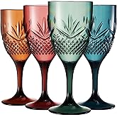Shatterproof Tritan Stemmed Fancy Wine Glasses Goblets, Resalable | 4 Set | Muted Colors Crystal Glass Lookalike Crystal Acrylic Drinkware, Reusable Unbreakable BPA-free plastic, Outdoor & Indoor 11OZ