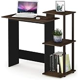 Furinno EFFICIENT Desk, 28.6" Wide Gaming Desk with 3 Open Side Shelves, Laptop Notebook Computer Desk, Office Desk for Home Office, Study Room, Dorm, Bedroom, Columbia Walnut