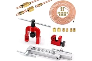 Tnisesm 3/16 Copper Coated Brake Line Kit 25 ft + Copper Aluminum Brake Line Double & Single Flaring Tool Kit,Consisting of 2
