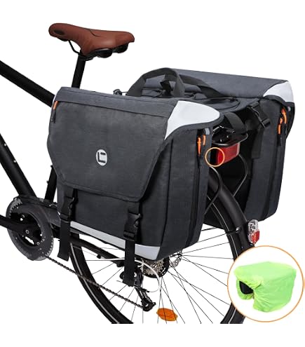 Tyuodna Sacoche de vélo étanche de 30 L, double sacoche arrière avec bande réfléchissante, pour trajet, voyage et pique-nique (rouge Tyuodna Sacoche de vélo étanche de 30 L, double sacoche arrière avec bande réfléchissante, pour trajet, voyage et pique-nique (rouge