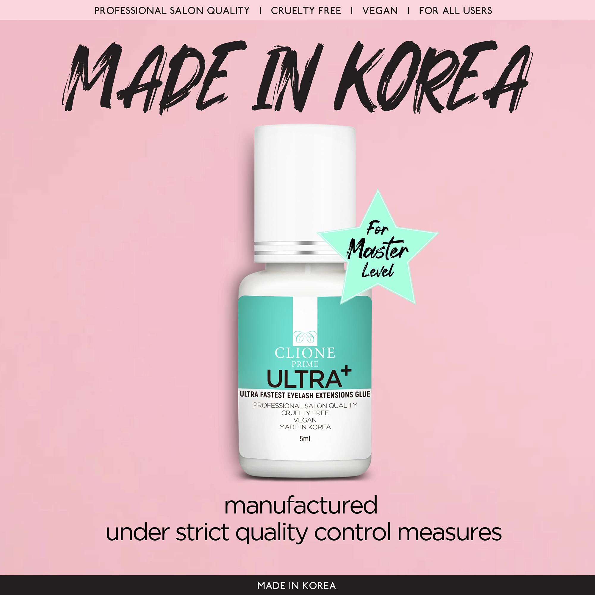 CLIONE PRIME Eyelash Extension Glue - 5ml, Black, 1 Sec Drying Time, 9 Weeks Retention, Lash Glue for Eyelash Extensions, Professional Eyelash Glue, Korean Eyelash Extension Adhesive