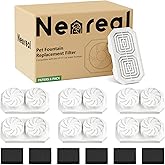 Neareal Official 6 Pack Wireless Cat Fountain Replacement Filters & Pre-Filter Sponges for 108oz/3.2 Coldless Stainless Steel Pet Water Fountain