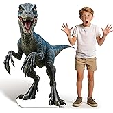 APUDWN 4Ft Velociraptor Dinosaur Cardboard Cutout Stand-Up, Life Size Dinosaur Theme Photo Prop Party Decoration, Velociraptor Standee for Themed Birthday, Backdrop, Event Display