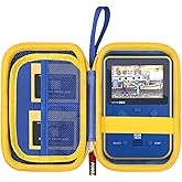 FBLFOBELI Hard Case Compatible with Blaze Atari/Technos/Taito/Capcom Super/Neo-Geo/Data East Pocket Arcade Handheld Game Console, Mesh Pocket for Evercade Cartridges and Accessories (Blue+Yellow)