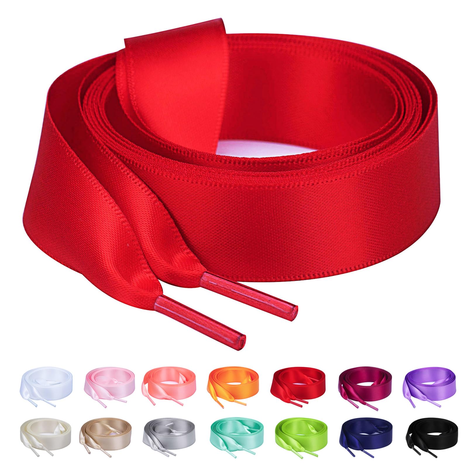 Booyckiy Flat Colorful Satin Ribbon Shoelaces