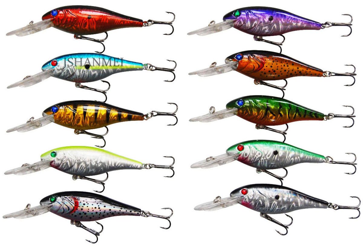 10pcs Lifelike Crankbait Fishing Lures Minnow Harb Baits Bass Swimbait with 3D eBay