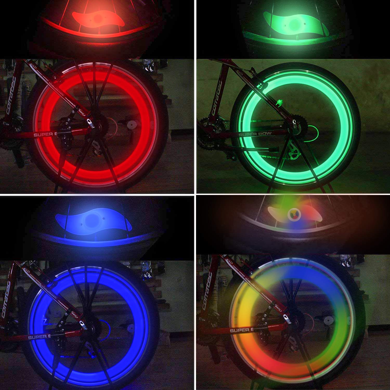 TAGVO 4pcs Bike Spoke Light (Red + Green + Blue + Multicolour), Easy