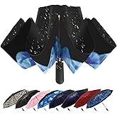 ZDSSM Compact Inverted Travel Umbrella, Automatic Open Close, 9-Rib 46 Inch Windproof Umbrella, Waterproof UPF 50+, Portable Umbrellas for Men, Women, Travel, and Daily Use