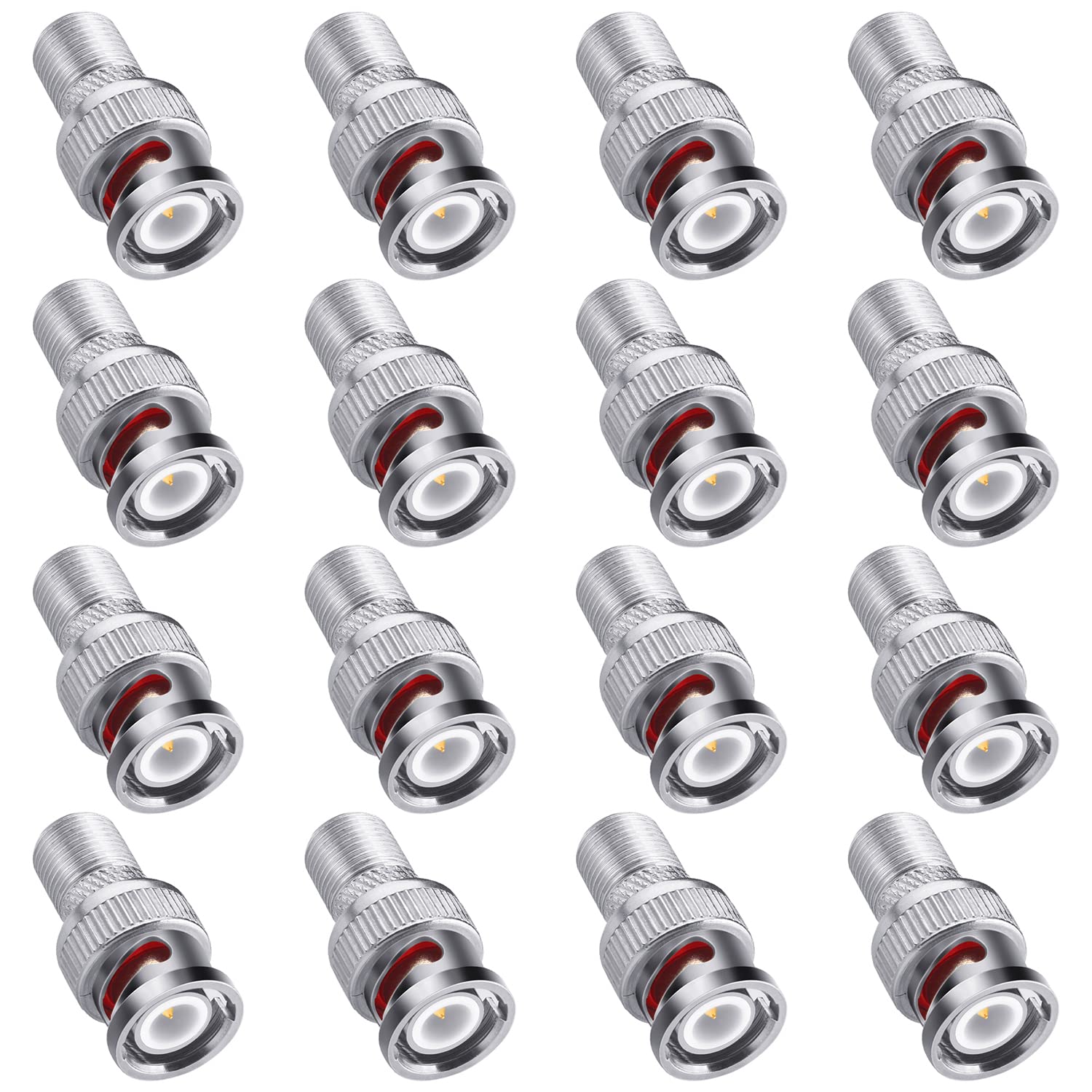 Fanbalunke F to BNC Connector 16 Pcs BNC Male Plug to F Female Jack Coax Adapter 75 Ohm, RG6, RG59 Connector For Scanner Security Camera