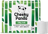 The Cheeky Panda Bamboo Toilet Rolls 24 Pack 3 Ply Plastic Free Packaging