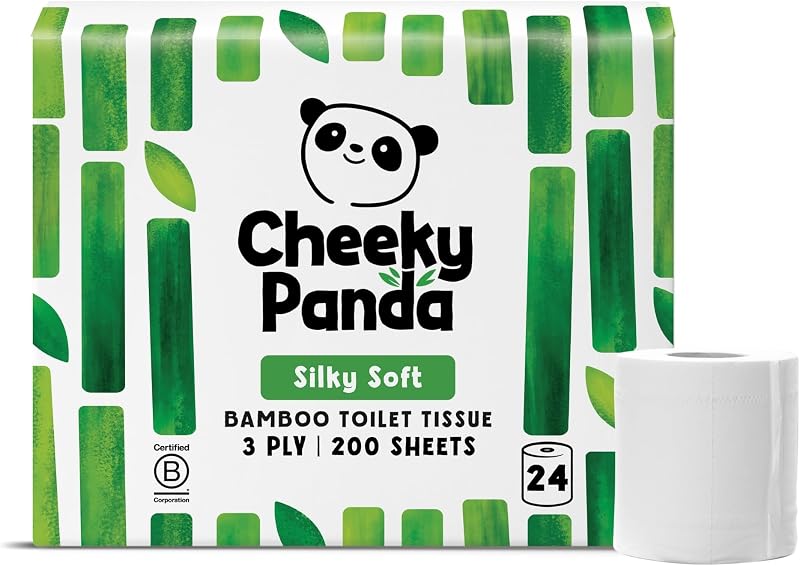 The Cheeky Panda Bamboo Toilet Rolls 24 Pack 3 Ply Plastic Free Packaging