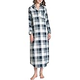Latuza Women's Flannel Nightgown with Pockets Long Sleeves Full Length