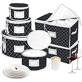 VERONLY China Dinnerware Storage Containers Set- Dish,Mug,Stemware Storage Cases - Quilted Box Bins Stackable with Divider,ha