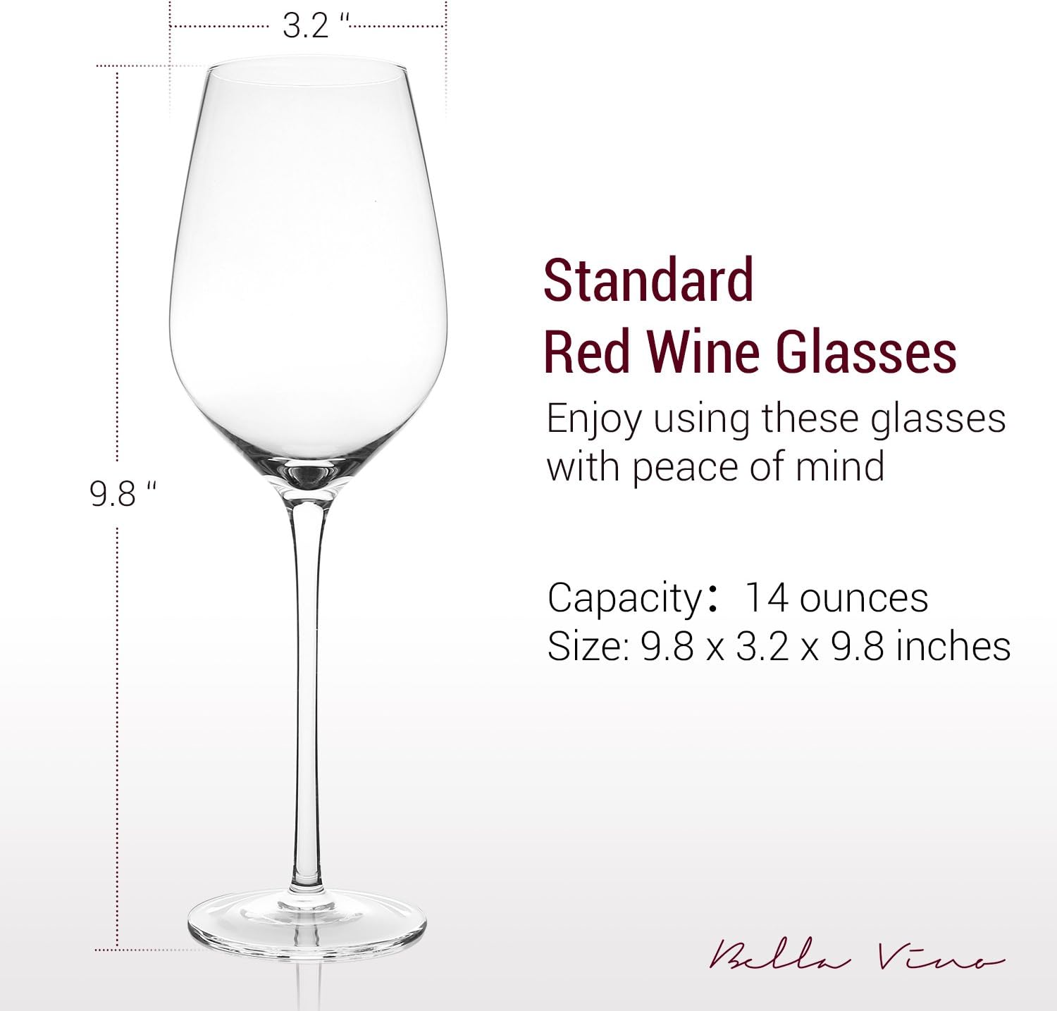 Amazon Com Hand Blown Wine Glasses Bella Vino Standard Red