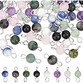 UNICRAFTALE Glass Bead Charms Double Loop Round Connector Gemstone Beads Round Link Charms Bulk Colorful Pendants for DIY Jewelry Making