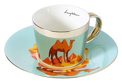 Luycho Rounded Mirror Cup Saucer Bactrian Camel 8oz Amazon Co