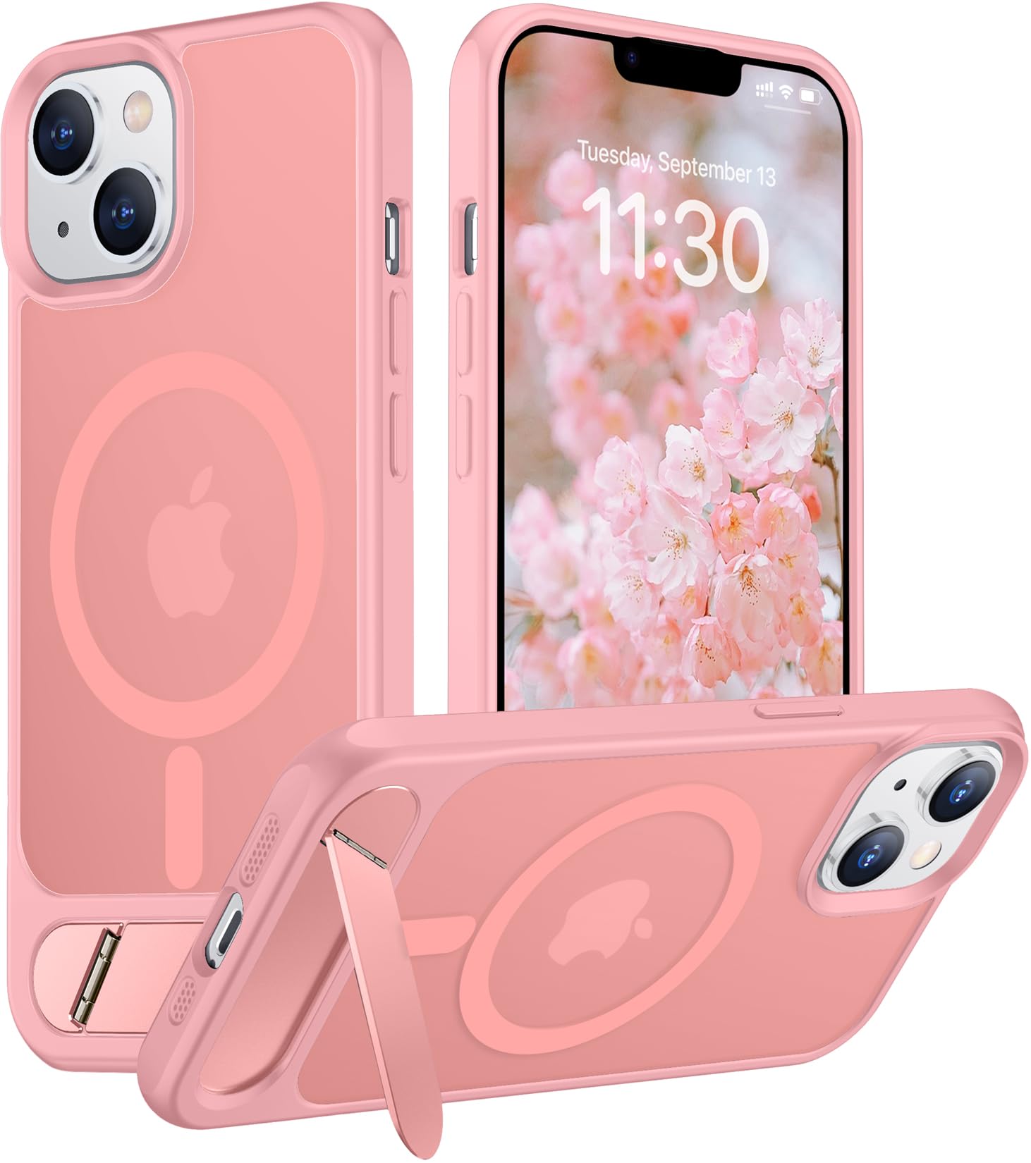 Photo 1 of Temdan Magnetic Compatible with iPhone 14 Case/iPhone 13 Case,[Built-in Invisible Kickstand][Compatible with MagSafe][Military Grade Shockproof] Slim Translucent Matte Phone Case for iPhone 14/13 6.1"