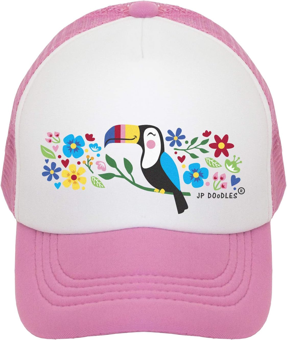 JP DOoDLES Toucan Hat Kids Trucker Hat. Baseball Mesh Back Cap fits Baby, Toddler and Youth