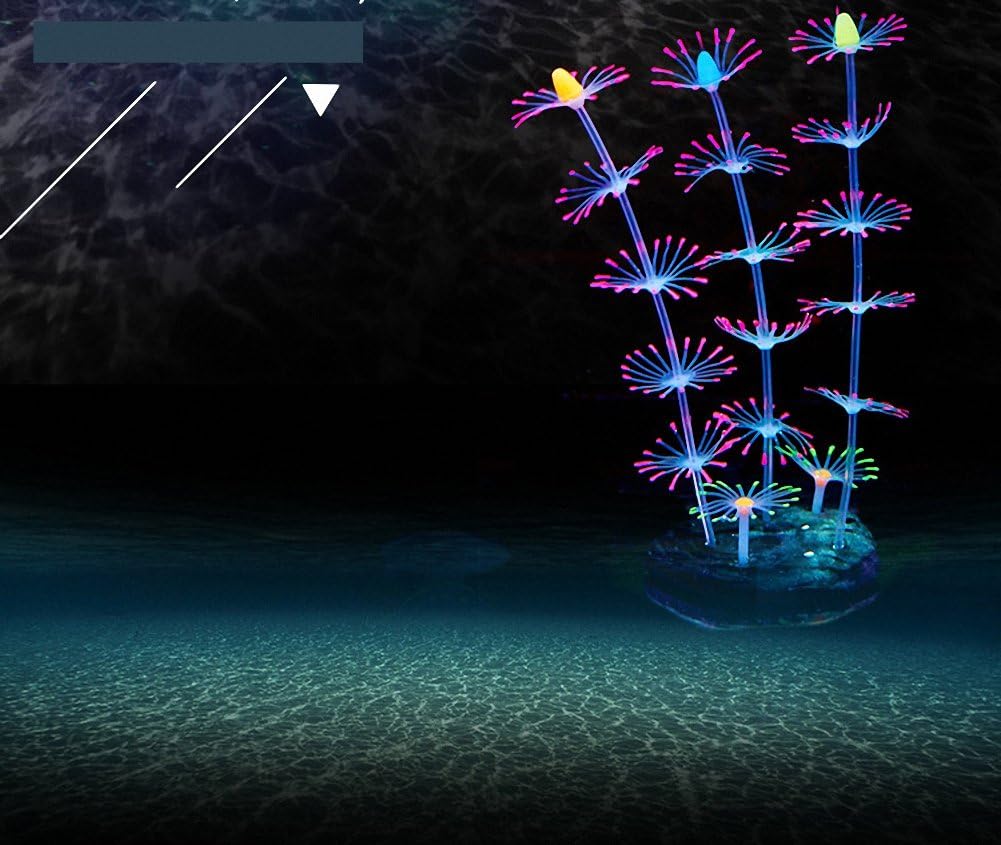 Wecail Aquarium Decorations, Beautiful Glowing Artificial Silicone Strip Coral Plant Ornament for Fish Tank Aquarium Decor