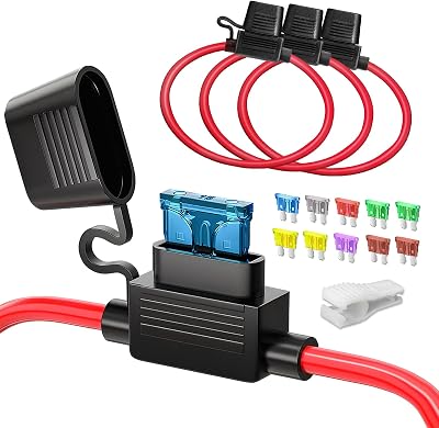 Jorest 3pcs 12AWG Inline Fuse Holder with 10 Fuses + Puller & Tape