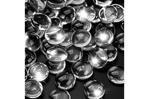 RUOJAS 5LB Clear Flat Glass Marbles for Vases, Gemstone Beads Vase Filler Decorative Glass Pebbles for Fish Tank, DIY Crafts, Aquarium Decor Rocks