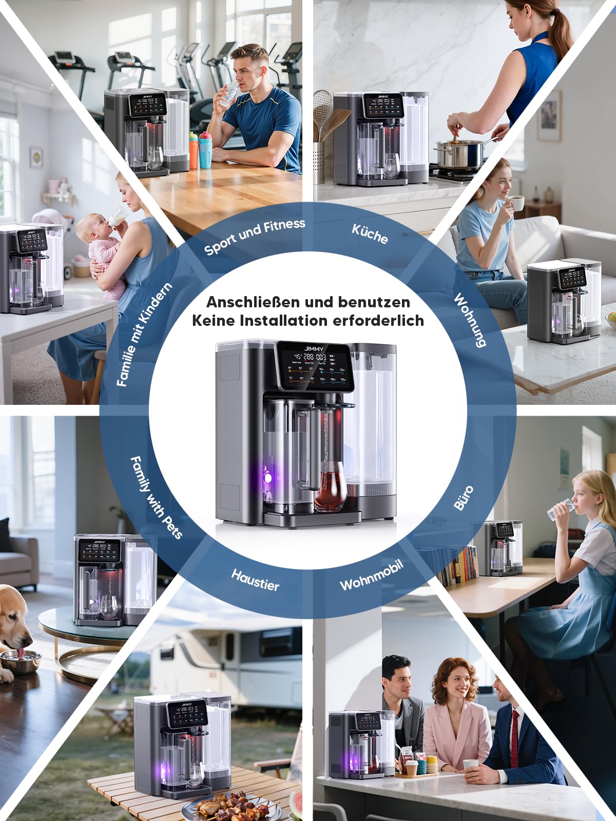 Jimmy R9 Osmoseanlage Trinkwasser Auftisch, Umkehrosmoseanlage Wasserfilter, mit Heißwasserspender, 7-stufiger Filterung RO & Mineralien, UV, 3S-Heizung, 7 Temperaturoptionen, Echtzeit-TDS-Monitor 8