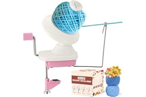 MAOPINER Needlecraft Yarn Ball Winder Hand-Operated, Pink Manual Wool Winder Holder for Swift Yarn Fiber String Ball (Pink, White)