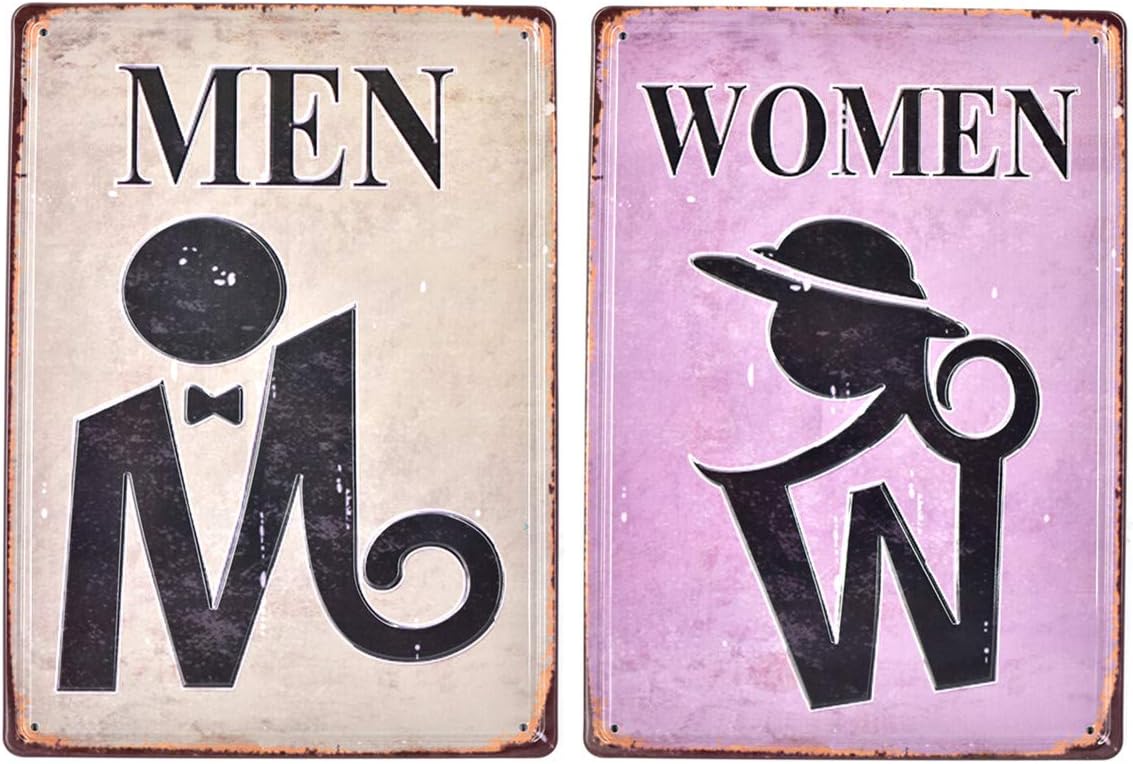 Retro Embossed Metal Tin Signs Bar Pub Home Decorative Plates Men Women Wall Sticker Advertising Iron Painting 3020cm 2Pcs