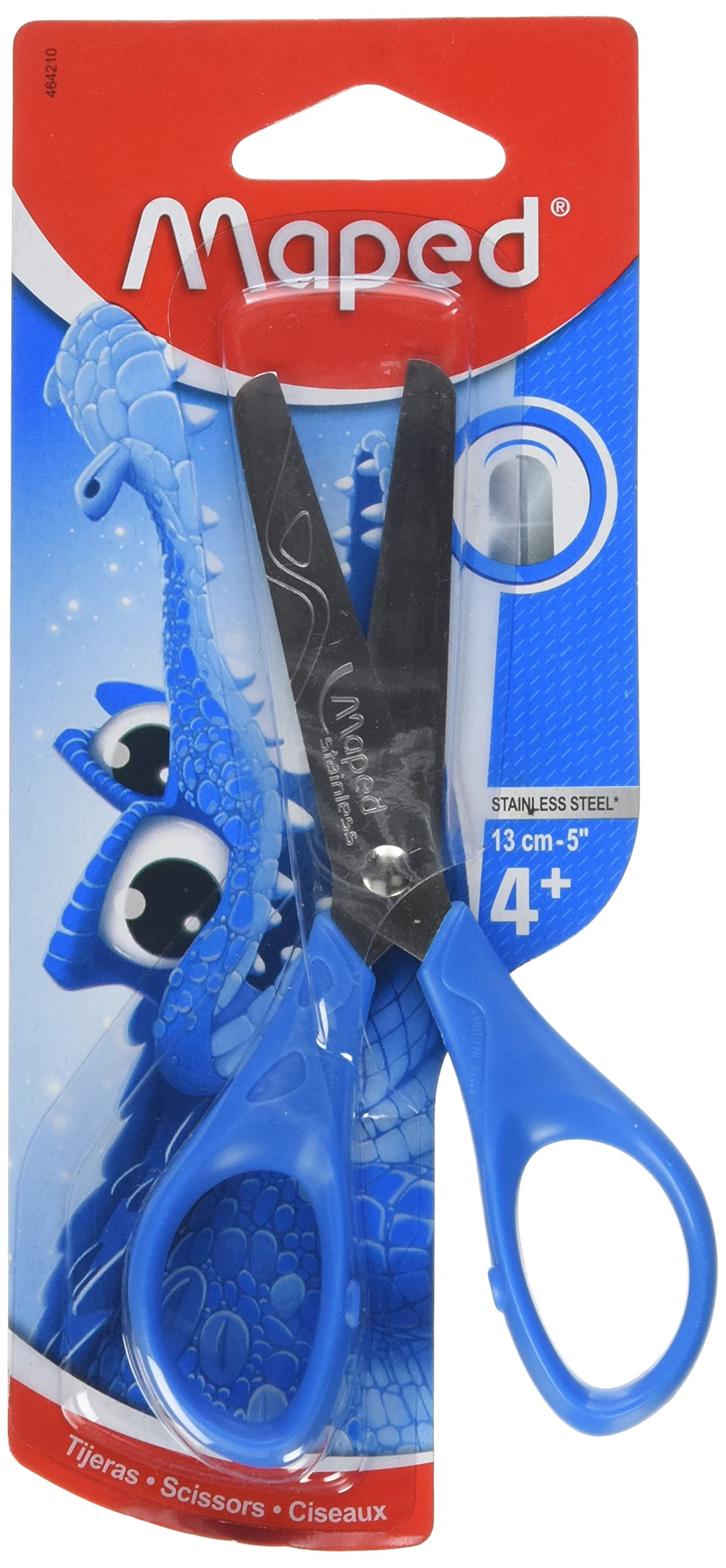 Maped - Essentials Scissors with Round Ends 13 cm - Children's Scissors with Ergonomic Rings - Graduated Blades in cm - School Scissors from 4 Years - for Nursery and Primary