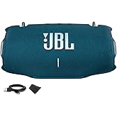 JBL Xtreme 4 Portable Bluetooth Speaker, IP67 Waterproof, 24 Hrs Playtime (Blue) (JBLXTREME4BLUAM) + USB-C Cable + Microfiber Cloth
