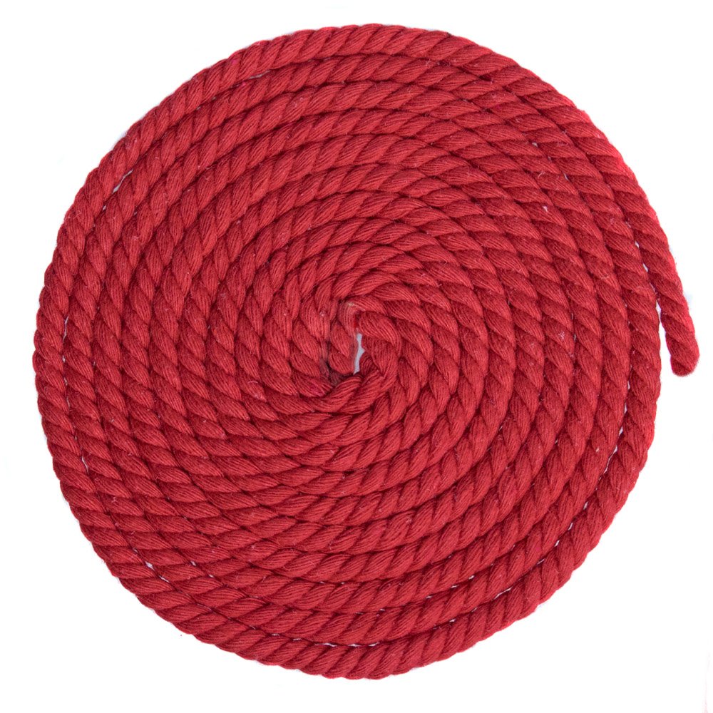 Super Soft 3 Strand Twisted Cotton Rope (Red, 1/4 Inch x 50 Feet)