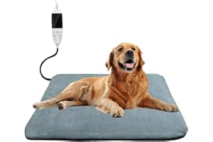 SmartTail 35.4 x 23.6 in Large Dog Heating Pad, Upgraded 12 Timer and Keep on Mode Heated Bed for Pet with Chew Resistant Cor
