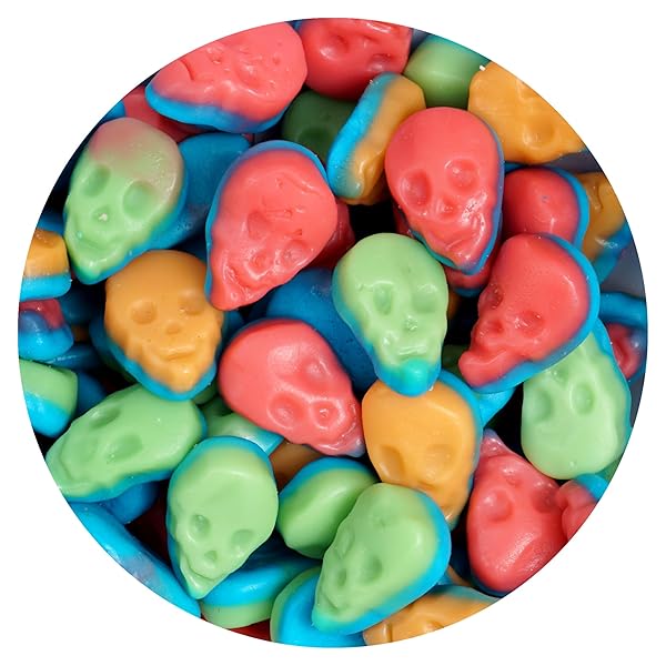 MINI GUMMY SKULLS HALLOWEEN CANDY, 1 POUND BULK BAG, TRICK-OR-TREAT PARTY BAG FILLERS, HALLOWEEN GUMMIES