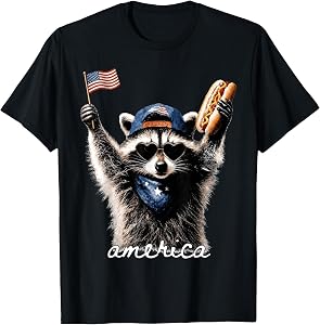 USA America Raccoon Hot Dog 1776-2026 4th of July 250 Years T-Shirt