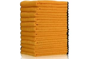 Tallew 12 Pcs Microfiber Towels 16 Inch x 16 Inch Microfiber Cloth Car Drying Towels for Cars Washing Polishing Office Windows Cleaning Household Supplies (Yellow)