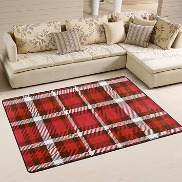Amazon Com Agona Christmas Red White Plaid Area Rug 4x6 Modern