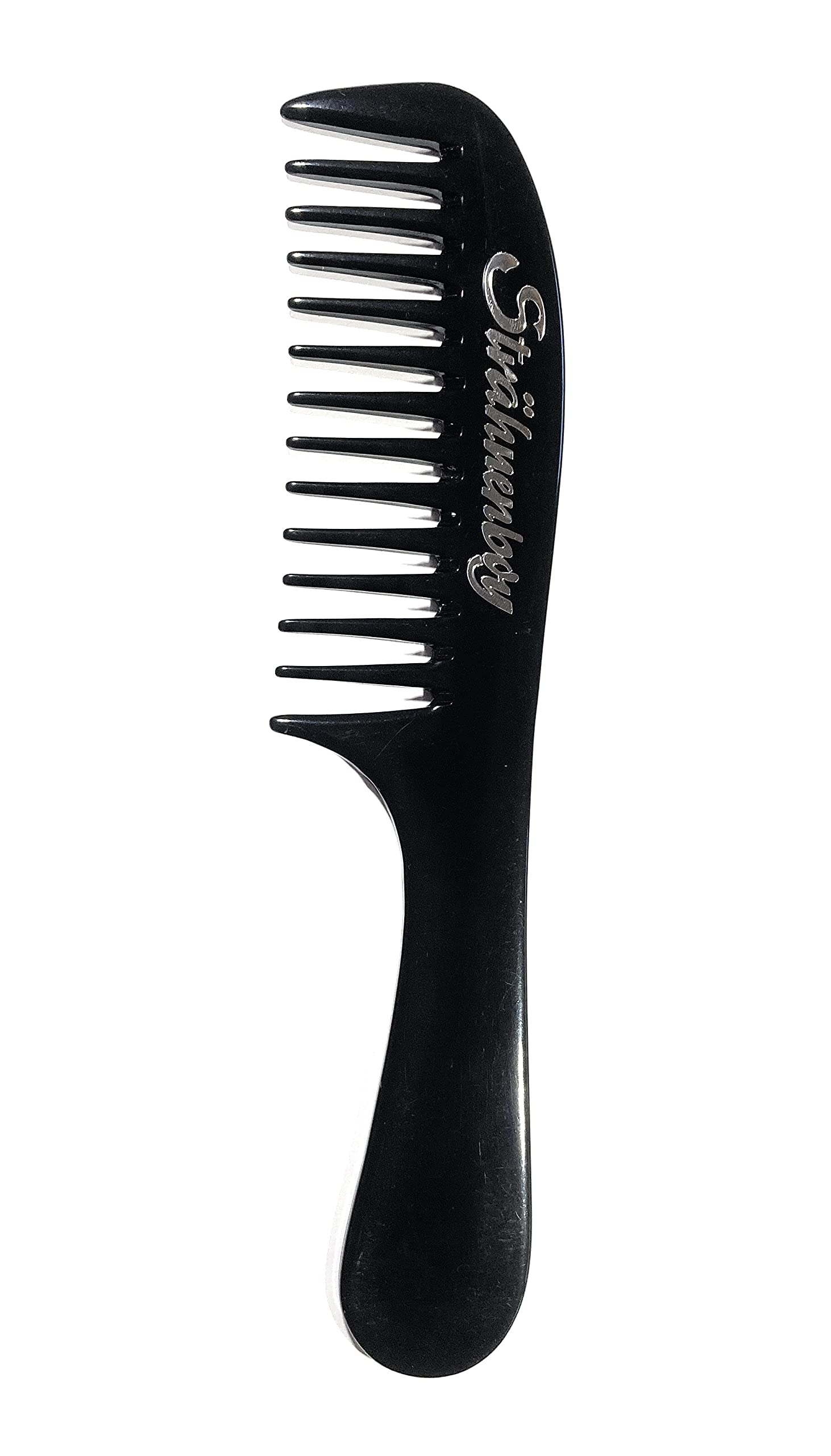 Strähnenboy Afro Styling Comb Handmade Handle Comb Black Wide + Coarse Toothed 20 cm (205)