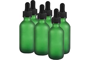 NOOEEISS 6 Pcs, 2oz Dropper Bottle, Green Glass Eye Dropper Bottle, Tincture Bottles with Dropper, Pretty Finish, Leak-Proof Design, Stronger Suction for All Kinds of Mixed Liquids