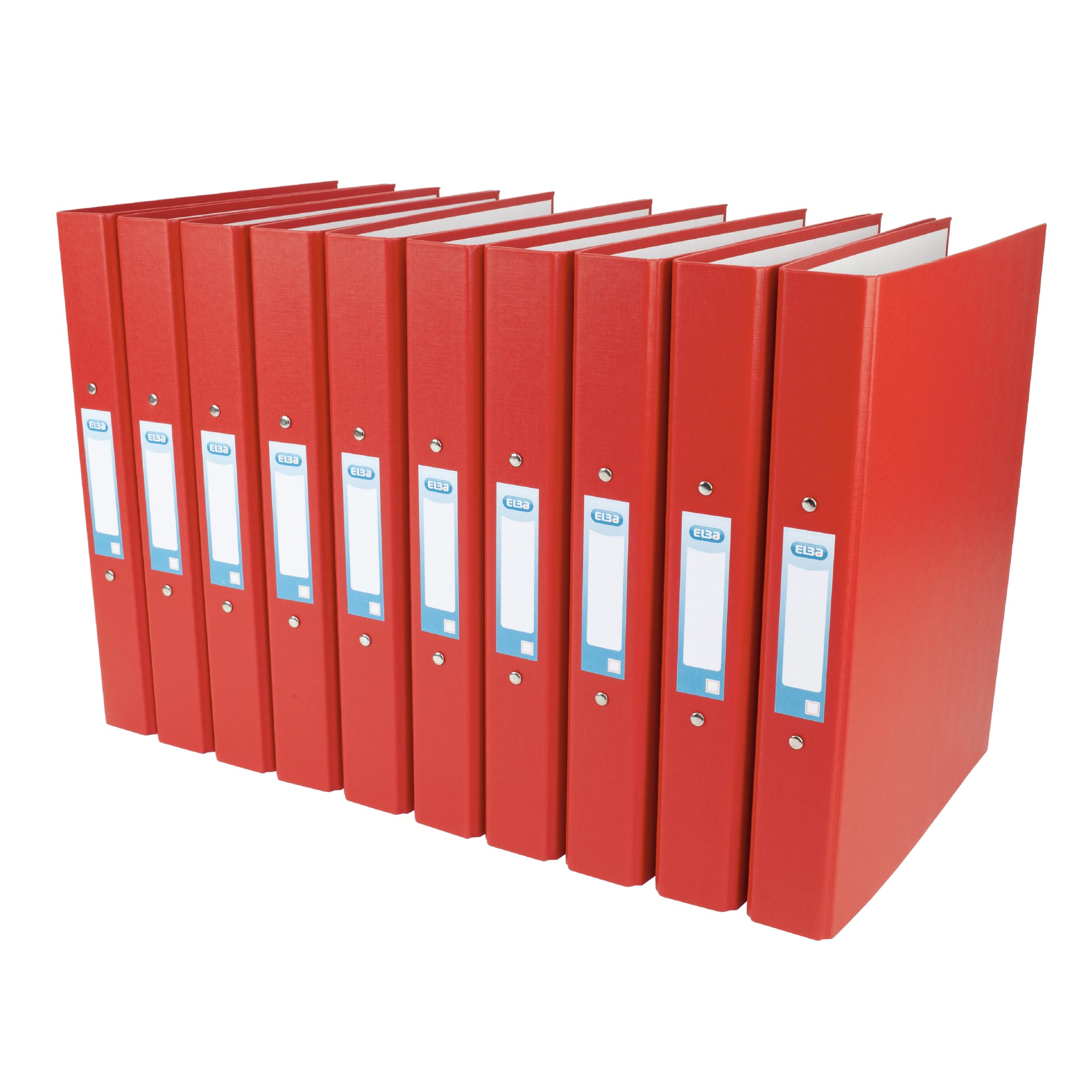 Elba A4 Board 2 O-Ring Binder, 25 mm Capacity, 30 mm Spine - Red, Pack of 10