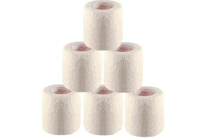 PRAIRIE HORSE SUPPLY 2 Inch Vet Wrap Tape Bulk (White) (Pack of 6) Self Adhesive Adherent Adhering Flex Bandage Grip Roll for Dog Cat Pet Horse