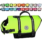 VIVAGLORY Dog Life Vest Rip Stop Dog Swim Vest, M, Bright Yellow | High Visibility Ripstop for Puppy Cat Doggy, Life Jacket with Handle &amp; Leash Ring for Boating &amp; Swimming