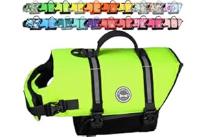 VIVAGLORY Rip Stop Dog Life Vest, Swimming Vest with Handle, Buoyancy for Doggy Puppy, Dog Life Jacket for Swimming & Boating, M, Bright Yellow