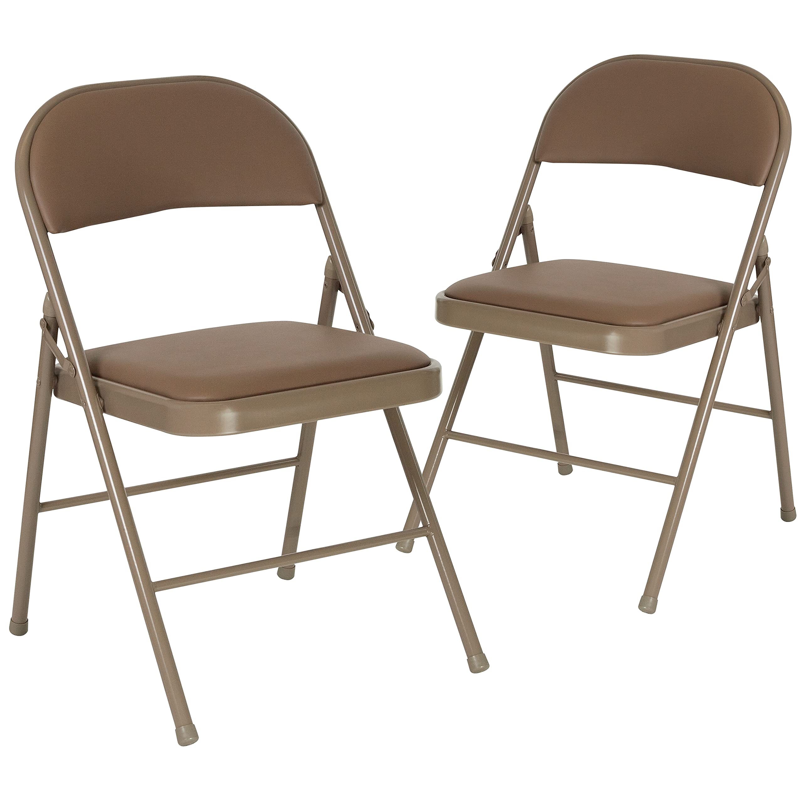 Flash Furniture 2 Pack HERCULES Series Double Braced Beige Vinyl Folding Chair Image