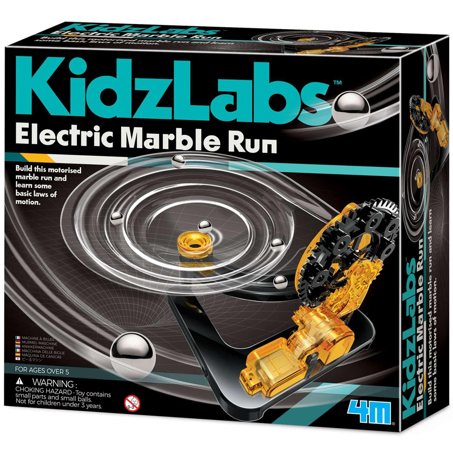 4M - KidzLabs/Electric Marble Run, Motorised Science Kit for Kids 5-12 years, Black