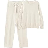 Uikue Womens Fleece Pajamas Sets Winter Fuzzy Soft Lounge Sets Warm Comfy Loungewear Outfits Sweater Pants 2 Piece Sleepwear